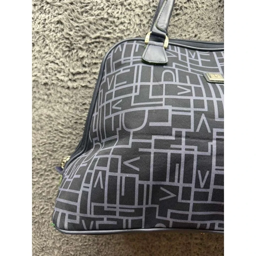 Vintage Diane Von‎ Furstenberg Canvas Weekender Travel Duffel Bag Navy Blue
